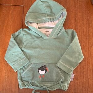 🫐3/$30 earthlings organic Green Hooded Baby Sweatshirt with Bird Design